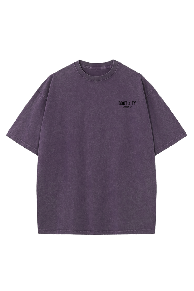 Soot and Ty Tiger Print Relaxed Fit Stonewash T-shirt Purple