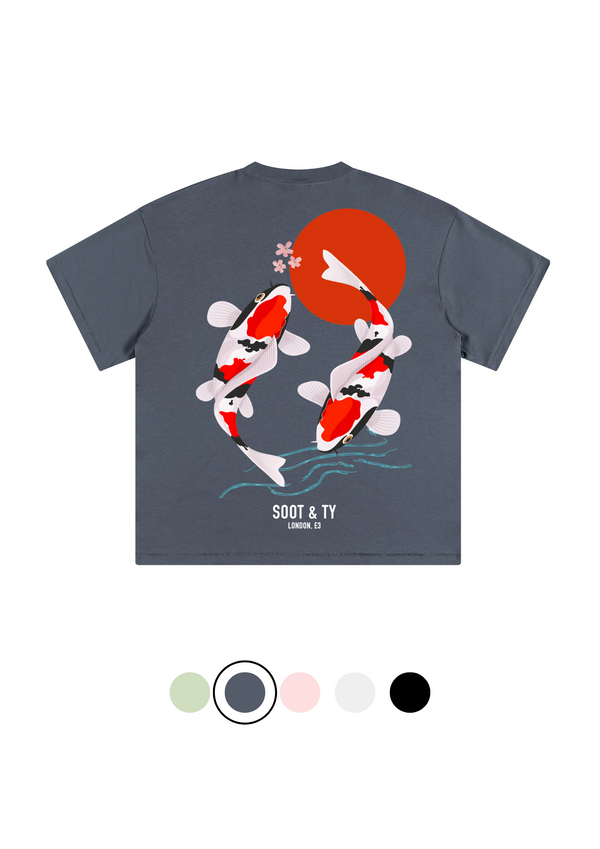 Soot and Ty Junior Koi Print Relaxed Fit Kids T-shirt