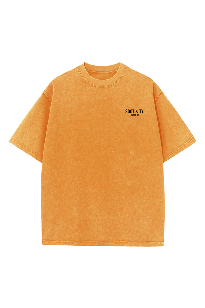 Soot and Ty BD Map Print Relaxed Fit Stonewash T-shirt Yellow