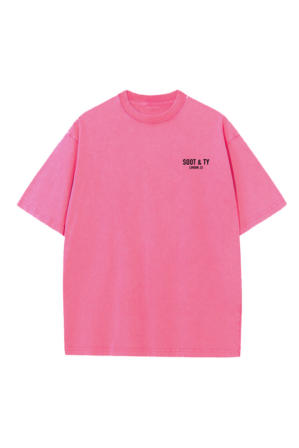 Soot and Ty BD Map Print Relaxed Fit Stonewash T-shirt Pink