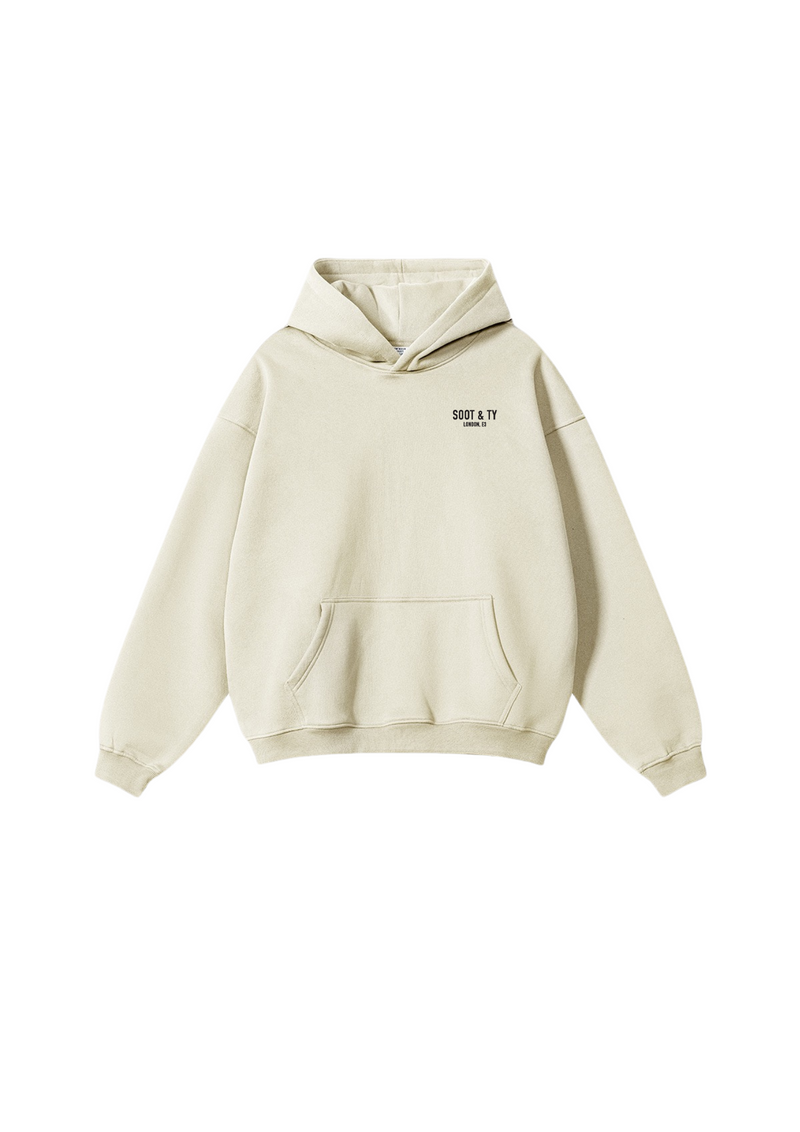 Soot and Ty Cream Reflective Osaka Palace Print Relaxed Fit Hoodie