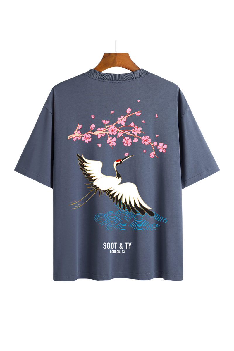 Soot and Ty Pretty Crane Print Relaxed Fit T-Shirt