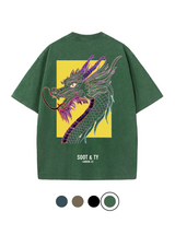 Soot and Ty Dragon Head Print Relaxed Fit Stonewash T-shirt