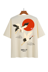 Soot and Ty Flying Cranes Print Relaxed Fit T-Shirt