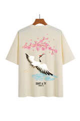 Soot and Ty Pretty Crane Print Relaxed Fit T-Shirt