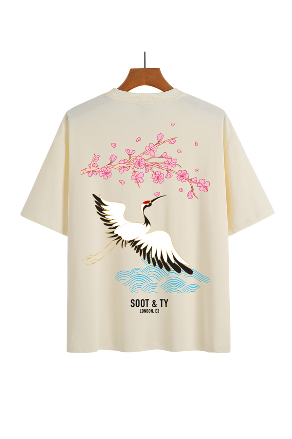 Soot and Ty Pretty Crane Print Relaxed Fit T-Shirt