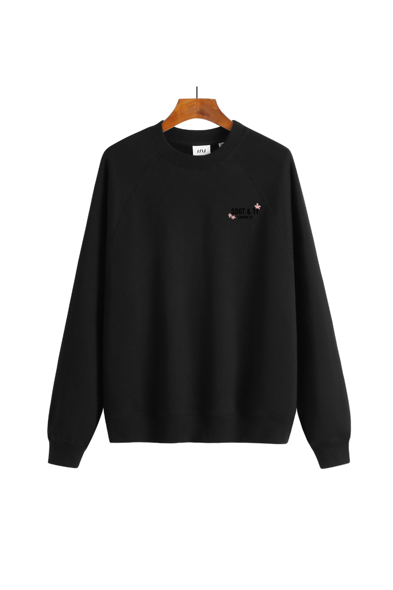 Soot and Ty Reflective Koi Print Relaxed Fit Black Sweatshirt