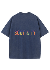 Soot and Ty Large Logo Print Relaxed Fit Stonewash T-shirt