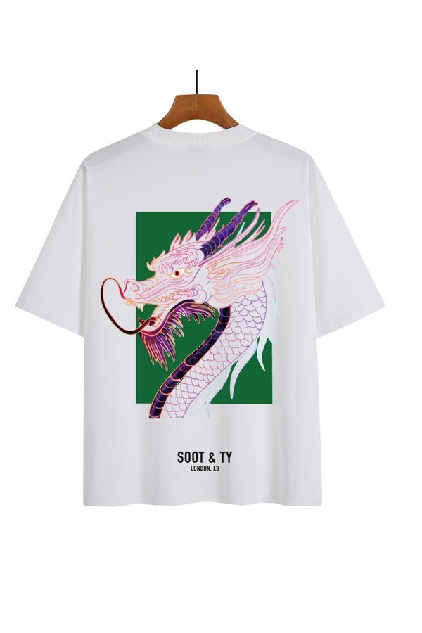 Soot and Ty Green Dragon Print Relaxed Fit T-Shirt