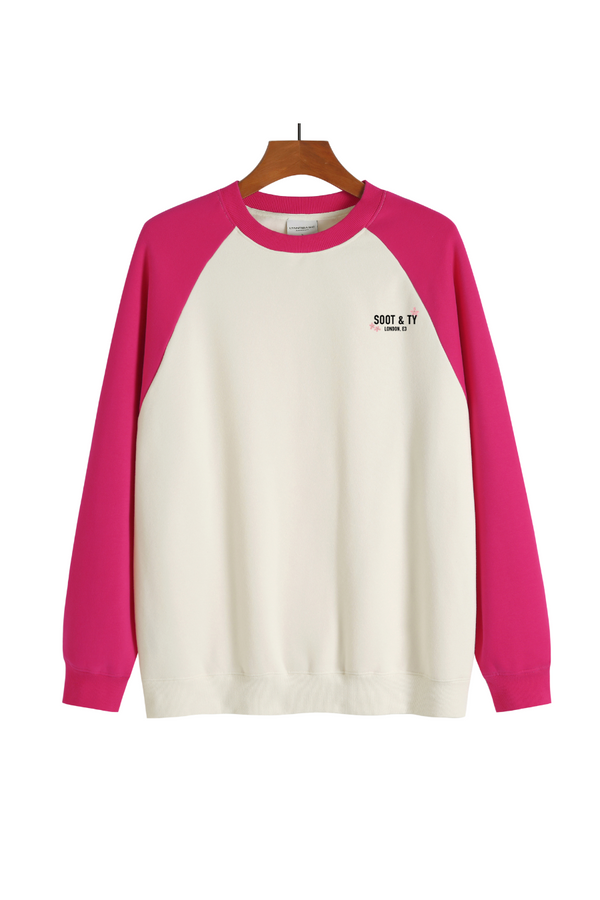 Soot and Ty Reflective Tiger Print Raglan Sweatshirt Pink