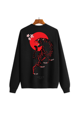 Soot and Ty Reflective Tiger Print Relaxed Fit Black Sweatshirt