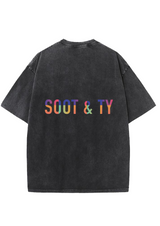 Soot and Ty Large Logo Print Relaxed Fit Stonewash T-shirt