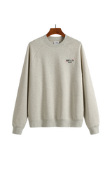 Soot and Ty Reflective Flying Crane Print Relaxed Fit Beige Sweatshirt