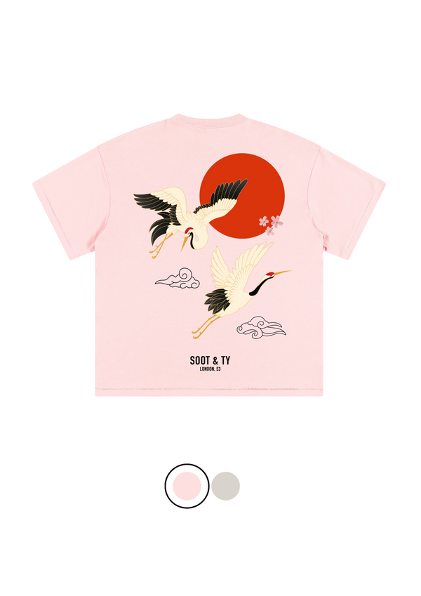 Soot and Ty Junior Flying Crane Print Relaxed Fit Kids T-shirt