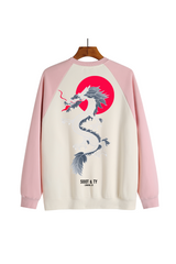 Soot and Ty Reflective Dragon Print Raglan Sweatshirt Light Pink