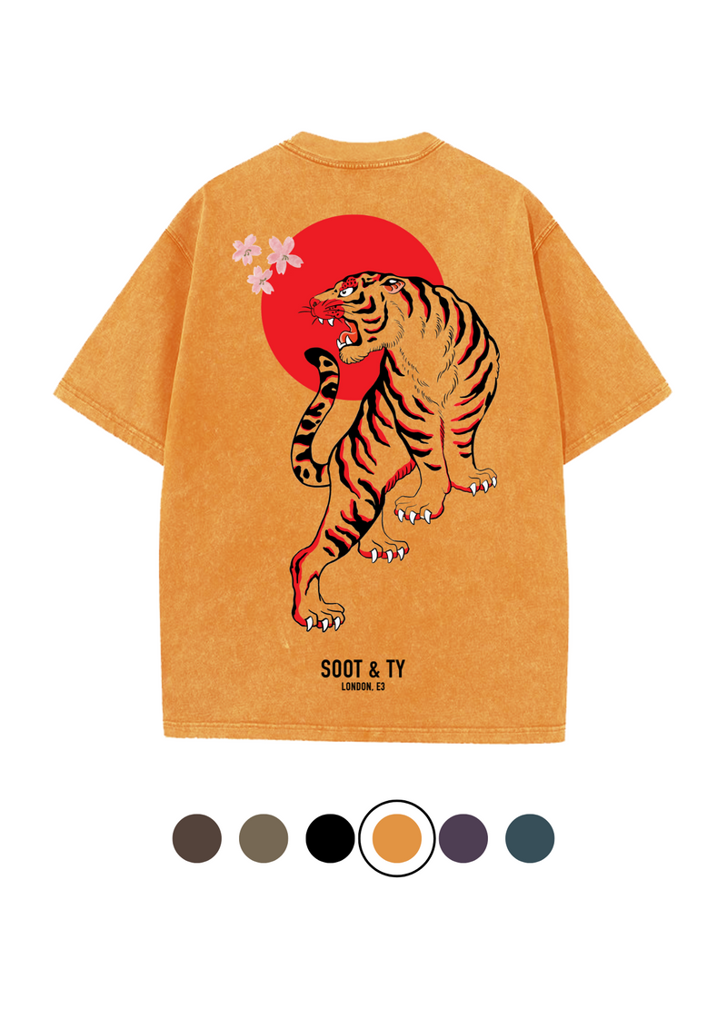 Soot and Ty Tiger Print Relaxed Fit Stonewash T-shirt