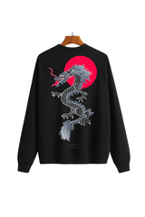 Soot and Ty Reflective Dragon Print Relaxed Fit Black Sweatshirt